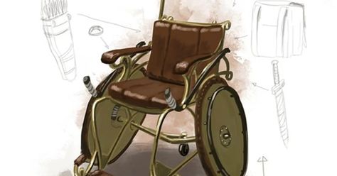 Dnd Wheelchair, Combat Wheelchair, Fantasy Wheelchair, Sara Thompson, Dm Tools, Wheelchair Fashion, Weird Design, Campaign Ideas, Retro Disney