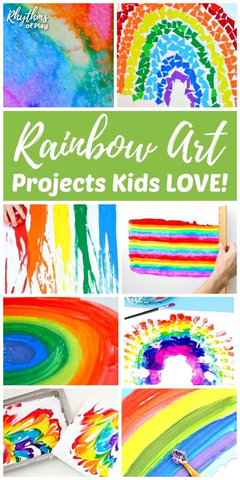 There are so many fun ways children can create rainbow art. This collection of easy rainbow art and craft projects for kids are fun to make on a windy fall day, a gloomy winter morning, a rainy spring day or even a sunny summer afternoon! #artforkids #rainbow #artwork #artsandcrafts #kidsart #artist #craftsforkids #kidscrafts #preschool #kindergarten #toddlers #kids #children Rainbow Art Projects For Kids, Rainbow Art Projects, Rainy Spring Day, Rainy Spring, Art Projects For Kids, Wood Wall Art Diy, Martha Stewart Crafts, Rainbow Crafts, Winter Morning