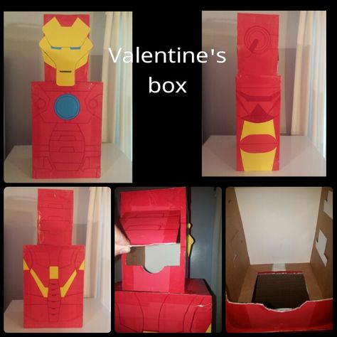 Ironman Valentine's Day box. Ironman Valentine Box Ideas, Marvel Valentines Box Ideas, Marvel Valentines, Kids Valentine Boxes, Anniversary Diy, Valentine Boxes, Valentines Box, Valentine Day Boxes, Valentines Ideas