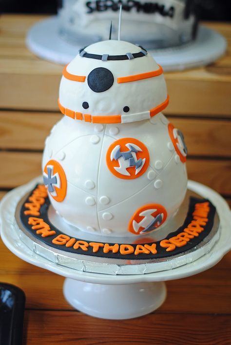 Droid Cake from a Galactic Star Wars Birthday Party on Kara's Party Ideas | KarasPartyIdeas.com (26) Star Wars Torte, Bb8 Cake, Bb8 Star Wars, Star Wars Birthday Cake, Raspberry Truffle, Cake Raspberry, Star Wars Cookies, Double Chocolate Cake, Star Wars Theme Party