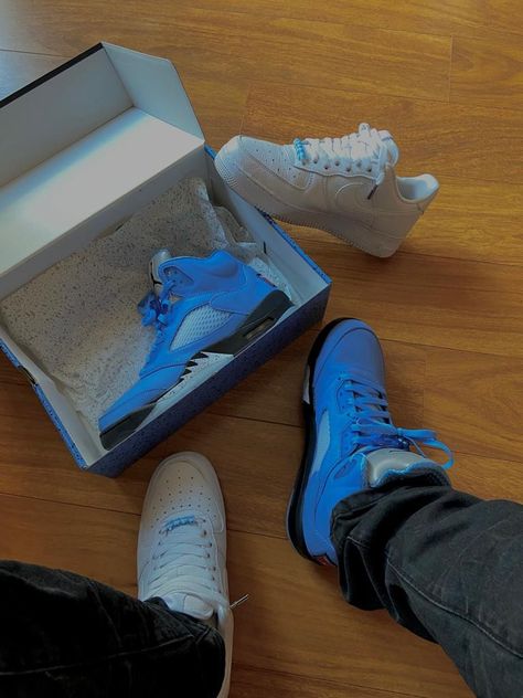 Jordan 5 university Blue & air force 1 x nocta University Blue Outfit, Blue Air Force 1, Jordan Retro 5, Blue Drip, Blue Air, Jordan 5, University Blue, Blue Outfit, Dream Shoes