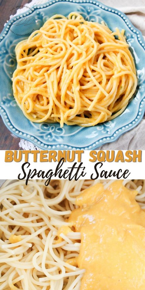 Butternut Squash Spaghetti Sauce, Butternut Squash Alfredo Sauce, Butternut Spaghetti Recipes, Butternut Squash Sauce Recipes, Squash Spaghetti Sauce, Butternut Squash Spaghetti Recipes, Yummy Pasta Sauce, Spaghetti Squash Sauce, National Spaghetti Day