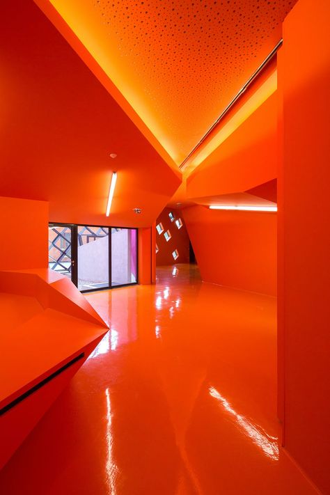 Orange Room, Cultural Centre, Red Room, Color Vibe, Orange Walls, Rainbow Aesthetic, Orange Aesthetic, Orange Wallpaper, Cultural Center