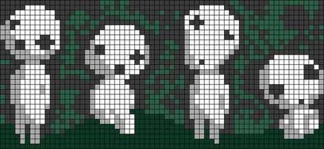 Kodama Princess Mononoke perler bead pattern Graph Crochet, Art Perle, Diy Perler Bead Crafts, Pixel Crochet, Pixel Art Grid, Tapestry Crochet Patterns, Princess Mononoke, Pixel Pattern, Pixel Art Pattern