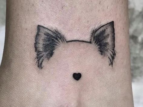 Tattoos Whimsical, Dog Ear Tattoo, Small Words Tattoo, Puppy Tattoo, Small Dog Tattoos, Simple Tats, Whimsical Tattoos, Tasteful Tattoos, Mother Tattoos