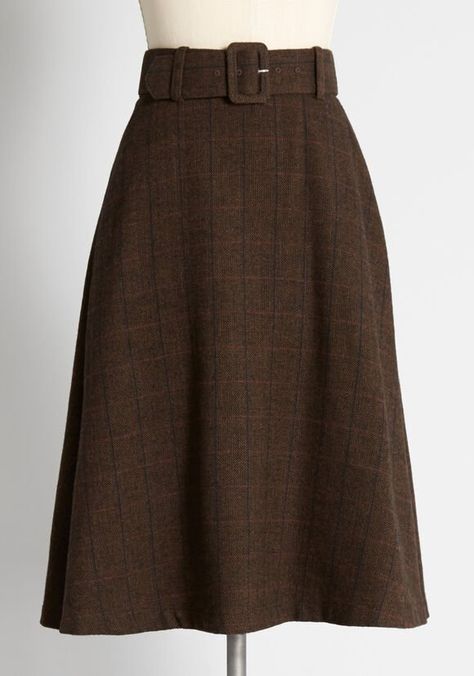 Search | ModCloth Belted Midi Skirt, 20s Style, Fall Vintage, Academia Outfits, Dark Academia Fashion, Herringbone Fabric, Academia Fashion, Cotton Midi Skirt, Fall Inspiration