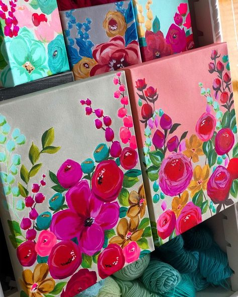 Impressionist Artwork, Clipboard Ideas, Floral Pictures, Canvas Painting Projects, Botanical Floral Art, Watercolor Flowers Tutorial, Abstract Flower Art, Flower Paintings, Canvas Painting Diy