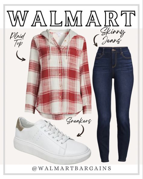 Walmart Hooded Flannel, Hooded Flannel Outfit Women, Hooded Flannel Outfit, Walmart Outfits, Flannel Outfit, Plaid Jeans, Flannel Outfits, Hooded Flannel, Fall Plaid