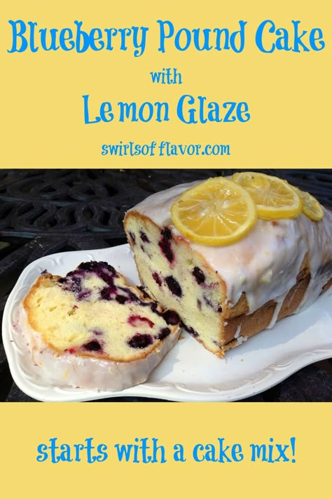 Boyfriend Bait, Cake Mix Sour Cream, Cake Mix Pound Cake, Brownie Mix Desserts, Easy Sweet Bread, Box Mix Recipes, Blueberry Lemon Cake Recipe, Recipe Using Lemons, Lemon Blueberry Pound Cake