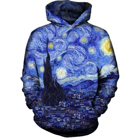 Rave Hoodie, Galaxy Hoodie, Gogh The Starry Night, Most Famous Paintings, Hoodie Graphic, Blue Galaxy, The Starry Night, Streetwear Sweatshirt, Cool 3d