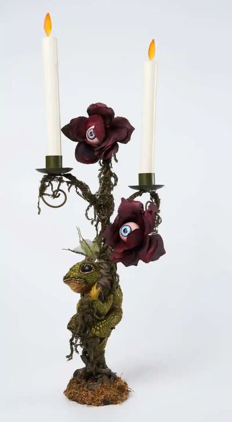 Lizard Candle Holder - Katherine's Collection Flowers With Eyes, Creepy Candle, Creepy Candles, Halloween Ball, Candle Stick Holders, Katherine's Collection, Entrance Ways, Battery Operated Candles, Rose Candle