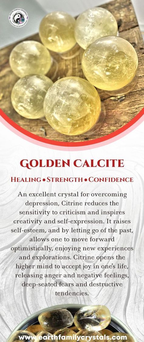 Calcite Meaning, Golden Calcite, Manipura Chakra, Healing Crystals For You, Healing Crystals Meanings, Gemstone Meanings, Crystal Therapy, Crystals For Sale, Crystal Healing Stones