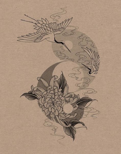 Aboriginal Tattoo Ideas, Asian Theme Tattoo, Japanese Hip Tattoo, Top Back Tattoo, Japanese Back Tattoo, Japanese Tattoo Women, Pisces Tattoo Designs, Crane Tattoo, Fan Tattoo