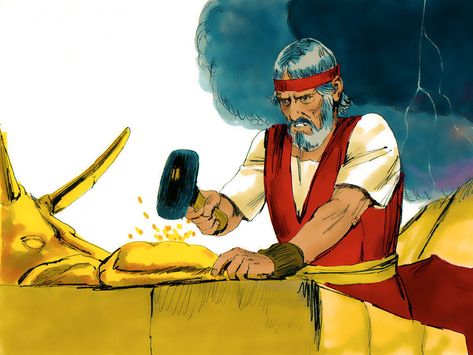 Moses took the calf the people had made and burned it in the fire. Then he ground it to powder, scattered it on the water and made the Israelites drink it. – Slide 15 Awana Sparks, The Golden Calf, Free Bible Images, Exodus 32, Passover Lamb, Father Abraham, Golden Calf, Prince Of Egypt, Bible Images