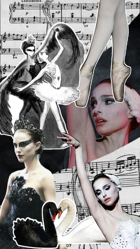 Ballet Aesthetic Wallpaper, Ballet Collage, Black Swan Movie Aesthetic, The Black Swan Poster, Ballet Aesthetic Collage, Black Swan Movie Poster, Black Swan Collage, Black Swan Film Poster, Black Swan Movie