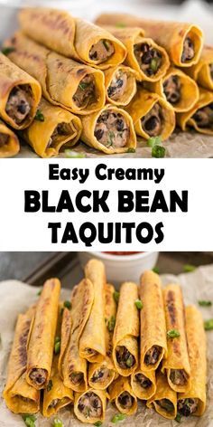 Low Carb Vegan Breakfast, Black Bean Taquitos, Bean Taquitos, Taquitos Recipe, Tasty Vegetarian Recipes, S'mores, Vegetarian Recipes Dinner, Vegan Foods, Vegan Dinner Recipes