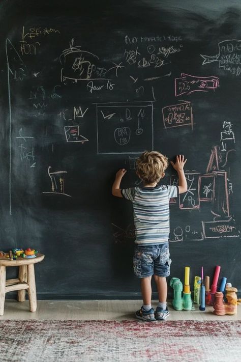 "Get creative with a DIY Customizable Chalkboard Wall! 🖍️✨ Perfect for adding a fun, interactive element to any room. Whether it's for notes, art, or menus, this project is both functional and stylish! 🏡🎨 #ChalkboardWall #DIYDecor #CreativeSpaces" Chalk Board Wall Ideas, Chalkboard Wall Kids, Chalkboard Walls, Notes Art, Board Wall, Chalkboard Wall, Secret Rooms, Wall Ideas, Chalkboard