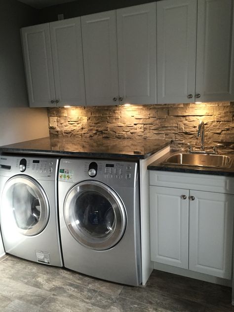 Laundry Room Ideas With Dark Appliances, Small Laundry Room Pantry Combo Ideas, Room Pinterest, House Laundry Room, Laundry Room Hacks, Ranch House Exterior, Open Kitchen And Living Room, Dream Laundry Room, Basement Laundry