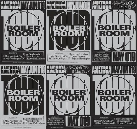 Jiri Mocek on Instagram: “Campaign for Boiler Room @ North & Latin America Warhouse Tour posters ⚒ #boilerroom #americatour #warehouse #clubvisuals #poster #raving” Instagram Campaign, Boiler Room, 카드 디자인, Graphic Design Trends, Tour Posters, Festival Design, Printed Pages, Custom Letters, Creative Industries