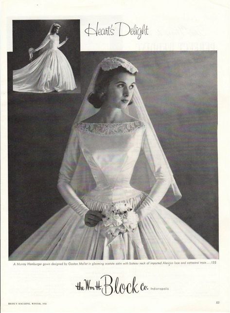 Vintage advertising print ad Bride dress 1955 Wedding Gaston Millet Gown Heart's | eBay | Bridal dresses vintage, Wedding gowns vintage, Vintage wedding dress pattern Vintage Wedding Dress Patterns 1950s, 60s Bride Vintage, Vintage French Wedding Dress, Old Bride Dress, Vintage Wedding Ball Gown, 50s Wedding Dress Vintage, 50s Wedding Dresses, Vintage Italian Wedding Dress, Christian Dior Wedding Dress