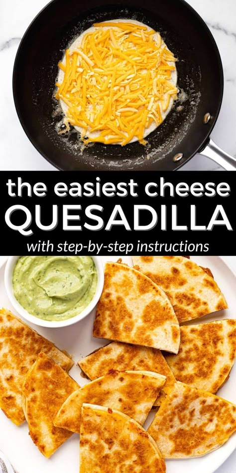 Vegan Cheese Quesadilla, Easy Quesadillas Recipe, Quesadilla Party Ideas, Simple Cheese Quesadilla, Quesadilla Recipes Easy Vegetarian, Cheesy Quesadilla Recipes, How To Make Cheese Quesadillas Easy, Cheese Quesadilla Appetizers, Cheese And Tortilla Recipes