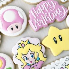 Lauren Wegner | Shreveport, LA Cookie Artist on Instagram: "Can you hear the music?🎵🎶 I used to play a lot of Super Mario as a kid, so this set had me feeling some serious nostalgia. 😄 I loved putting a girly spin on this classic video game. And of course we couldn’t leave out Princess Peach! My books are open for March and April! I also have limited availability for February 25. Message me for details! #princesspeachcookies #princesspeach #supermario #supermariocookies #birthdaycookies #numb Princess Peach Cookies Decorated, Princess Peach Cookies, Peach Mario Kart, Super Mario Peach, Peach Party Decorations, Princess Peach Party, Peach Cookies, Peach Birthday, Mario And Princess Peach