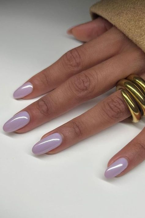 Spring Nail Color Trends for 2024, spring nail trends, spring nail colors, nail ideas, lilac nails, light purple nails, lavendar nails Short Nail Ideas Spring 2024, Lilac Almond Nails, Cyprus Aesthetic, Purple Chrome Nails, Light Purple Nails, Hoco Nails, April Nails, Lilac Nails, 2023 Pink