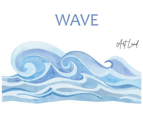 Ocean Wave Illustration, Beach Clip Art, Ocean Elements, Waves Watercolor, Wave Clipart, Beach Clips, Watercolor Waves, Painting Ceramics, Digital Wave