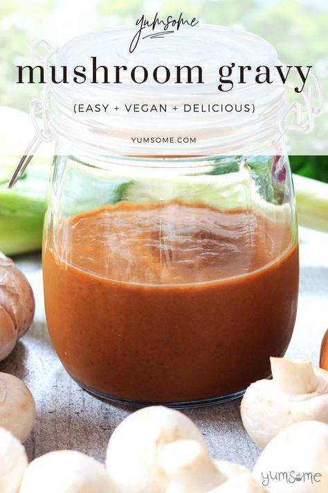 Mushroom Gravy - An Easy And Delicious Make-Ahead Vegan Recipe Vegan Mushroom Gravy, Mushroom Gravy, Vegan Recipe, Vegan Recipes Easy, Easy Vegan, Gravy, Vegan Recipes, Stuffed Mushrooms, Easy Meals