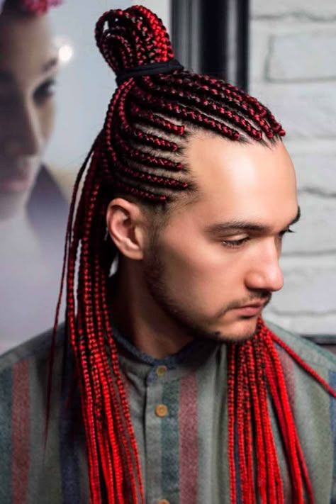 Mens Braids Hairstyles Long Hair Viking, Long Braids For Men, Braided Hairstyles For Men Long Hair, Men Long Braids, Braid Styles For Men Long Hair, Men With Braids, White Box Braids, Braid Men, Purple Highlights Blonde Hair