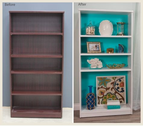 Coastal Bookshelf, Upcycled Furniture Before And After, Bookshelf Makeover, Bookcase Makeover, Old Bookcase, Furniture Bookshelves, Bookshelves Diy, Refurbished Furniture, Furniture Makeover Diy