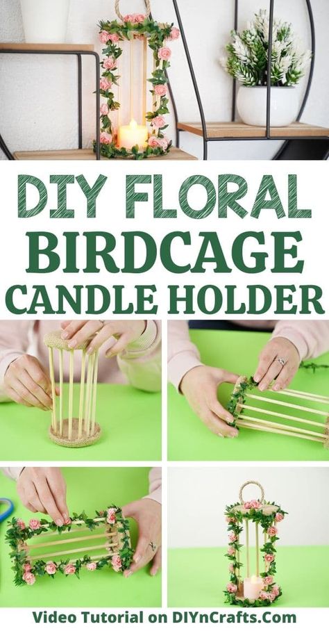 Diy Candle Decorating Ideas, Homemade Coffee Candles, Floral Birdcage, Bird Cage Candle, Bird Cage Candle Holder, Whimsical Home Decor, Diy Floral Decor, Paper Quilling For Beginners, Small Candle Holders