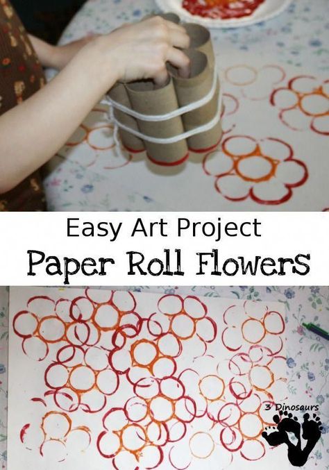 Easy Art Project: Paper Roll Flowers - fun and easy painting project for spring time - 3Dinosaurs.com #preschoolartprojects Paper Roll Flowers, Easy Painting Projects, Project Paper, Spring Art Projects, Art Project For Kids, Project For Kids, Easy Art Projects, Paper Roll Crafts, Aktivitas Montessori