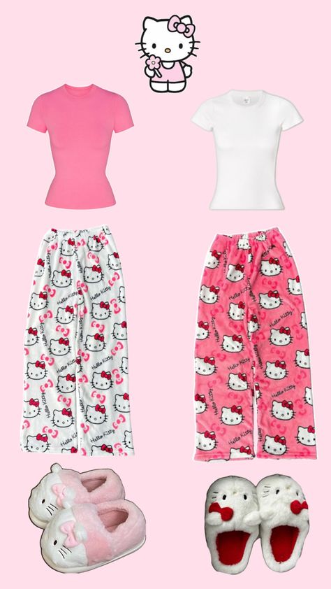 Matching Hello Kitty Pajamas, Hello Kitty Pajama Pants, Hello Kitty Matching, Hello Kitty Pattern, Hello Kitty Pajamas, Bff Matching Outfits, Kitty Pattern, Bff Matching, Matching Outfits Best Friend