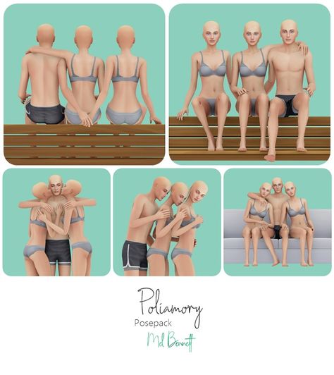 Sims 4 Poliamory Posepack - Mel Bennett 4 Group Poses, Sims 4 Poses, Sims 4 Couple Poses, Sims 4 Family, The Sims 4 Packs, Sims 4 Body Mods, Group Poses, Sims Games, Sims 4 Characters