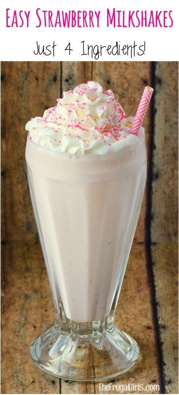 Strawberry Milkshake Recipe! {So EASY} - The Frugal Girls Strawberry Milkshake Recipe, Milkshake Recipe Strawberry, Milkshake Recipe Easy, Homemade Milkshake, Ice Cream Shake, Restaurant Copycat, Strawberry Shake, Milkshake Recipe, Frugal Girls