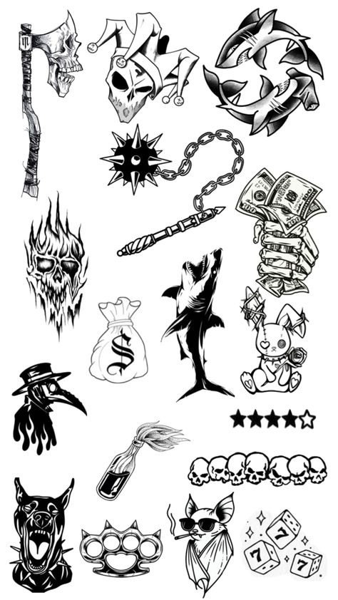 Dark Tattoos For Men, Flash Tattoo Sleeve, Gang Tattoos, Tattoo Outline Drawing, Hand Doodles, Graffiti Wallpaper Iphone, Scary Tattoos, Flash Tattoo Designs, Doodle Tattoo