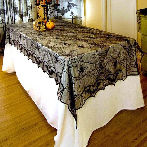 Décoration Table Halloween, Spider Web Halloween Decorations, Table Halloween, Halloween Tablecloth, Halloween Table Decorations, Halloween Tattoo, Party Table Cloth, Tablecloth Sizes, Halloween Spider Web