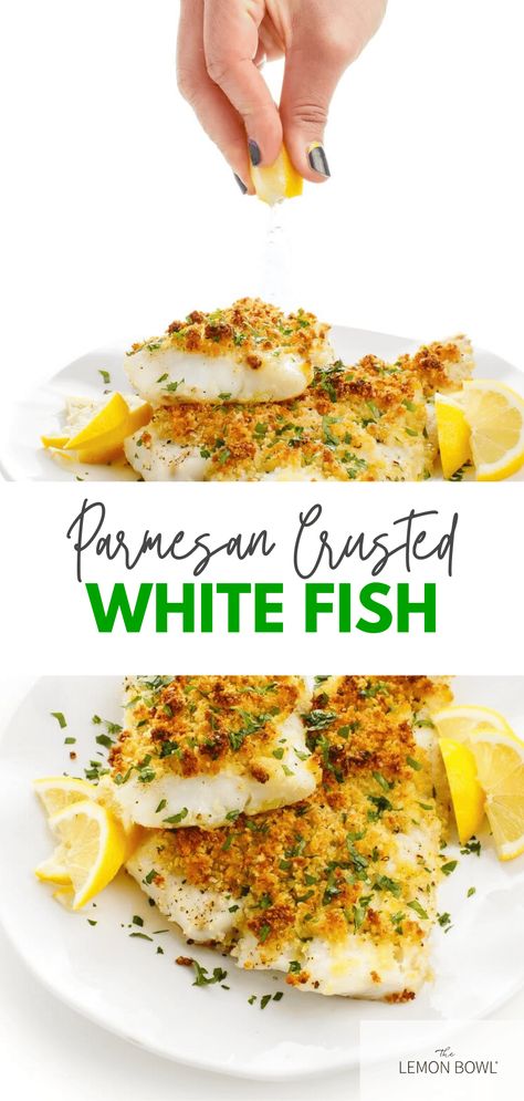 Crusted White Fish, White Fish Recipes Baked, Baked White Fish, Seafood Dinner Recipes, Hp Sauce, White Fish Recipes, Fish Recipes Baked, Fish Dinner Recipes, Lemon Bowl