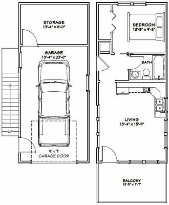 14X32 TINY HOUSE -- 567 sq ft -- PDF FloorPlan -- Model 6E - $29.99 | PicClick Casa Garage, Garage Apartment Plans, Cabin Floor, Cabin Floor Plans, Small House Floor Plans, Attached Garage, Tiny House Floor Plans, Apartment Plans, Shed Homes