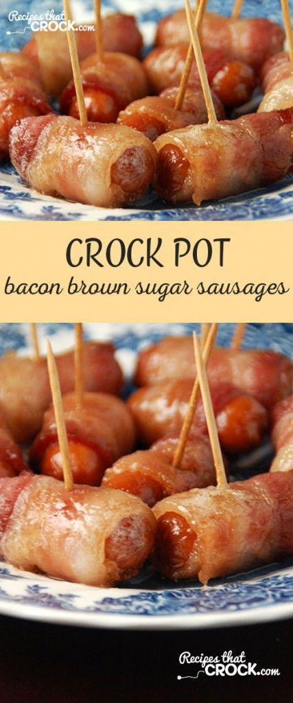 These Crock Pot Bacon Brown Sugar Sausages are great for breakfast or as an appetizer! http://recipesthatcrock.com/crock-pot-bacon-brown-sugar-sausages/ Brown Sugar Bacon, Crock Pot Food, Fingerfood Party, Breakfast Party, Meat Appetizers, Finger Food Appetizers, Super Bowl Food, Football Food, Snacks Für Party