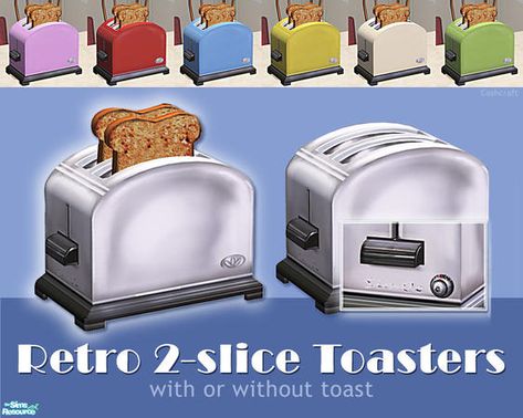 cashcraft's Retro 2-Slice Toasters Sims 4 Resource, Retro Toaster, Kitchen Clutter, Retro 2, Toasters, Sims Community, The Sims4, The Sims Resource, Sims Resource