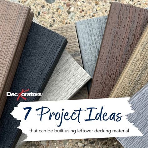 7 Project Ideas That Can Be Built Using Leftover Decking Material Leftover Deck Boards Projects, Scrap Composite Deck Board Projects, What To Do With Leftover Trex Decking, Composite Deck Scrap Ideas, Leftover Composite Decking Projects, Leftover Decking Ideas, Scrap Deck Board Projects, Leftover Trex Projects, Repurpose Deck Boards