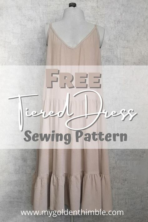 Free Tiered Dress Pattern PDF & Easy Sewing Tutorial. Tiered Dress Pattern, Sundress Sewing Patterns, Dress Sewing Patterns Free, Sundress Pattern, Simple Dress Pattern, Free Pdf Sewing Patterns, Dresses Sewing, Summer Dress Patterns, Dress Patterns Free