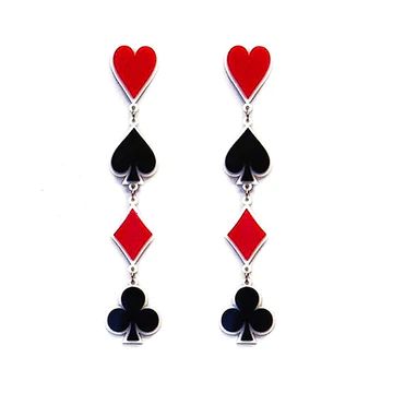 Laser Jewelry, Punk Earrings, Poker Night, Face Earrings, Heart Women, Women Earrings, Long Drop Earrings, Poker Cards, Gothic Jewelry