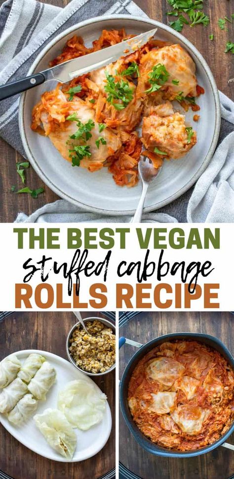 Veggie Cabbage Rolls, Vegan Stuffed Cabbage, Stuffed Cabbage Rolls Recipe, Vegan Rice Dishes, Vegan Cabbage Rolls, Chickpea Lentil, Cabbage Lasagna, Lacto Vegetarian, Vegan Cabbage