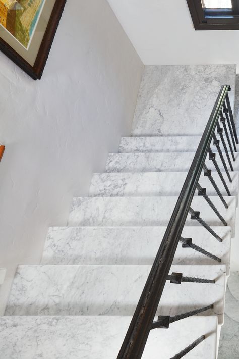 We can't get enough of how gorgeous our Bianco Carrara Honed slabs look on these stairs! Marble slabs have been used throughout history for more than just countertops. From stair treads to bathroom tile, marble makes a beautiful statement in any application. Tap the photo to learn more. #marblestairs #marbledesignideas #ArizonaTile #whitemarbledesign White Marble Stairs, Staircase Marble Flooring, Gray Marble Stairs, Grand Marble Staircase, Carrara Chateau Polished Marble Tile, Unique Tile Patterns, White Marble Design, Marble Stairs, Marble Tile