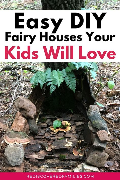 Fairy House Made From Nature, How To Build Fairy Houses, How To Build A Fairy House, Fairy House Natural Materials, Fairy Garden Natural Materials, Homemade Fairy Houses, How To Make A Fairy House, Fairy Houses How To Make A, Fairy House Diy Natural Materials