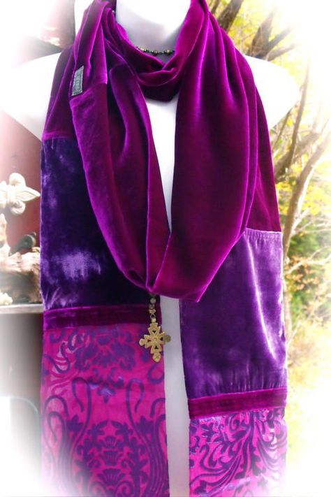 Handmade Wool Scarf, Diy Shawl, Violet Vintage, Hair Snood, Patchwork Scarf, Velvet Scarf, Fabric Scarf, Scarf Women Fashion, Altering Clothes