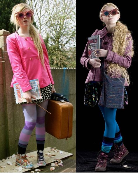 How To Make A Luna Lovegood Halloween Costume - Luna Lovegood Hair, Luna Lovegood Style, Luna Lovegood Outfits, Luna Lovegood Cosplay, Luna Lovegood Costume, Costume Harry Potter, Harry Potter Halloween Costumes, Hogwarts Party, Cool Tights